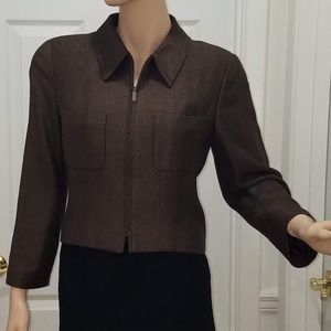CHANEL BOUTIQUE Brown Cropped Zip Front Jacket